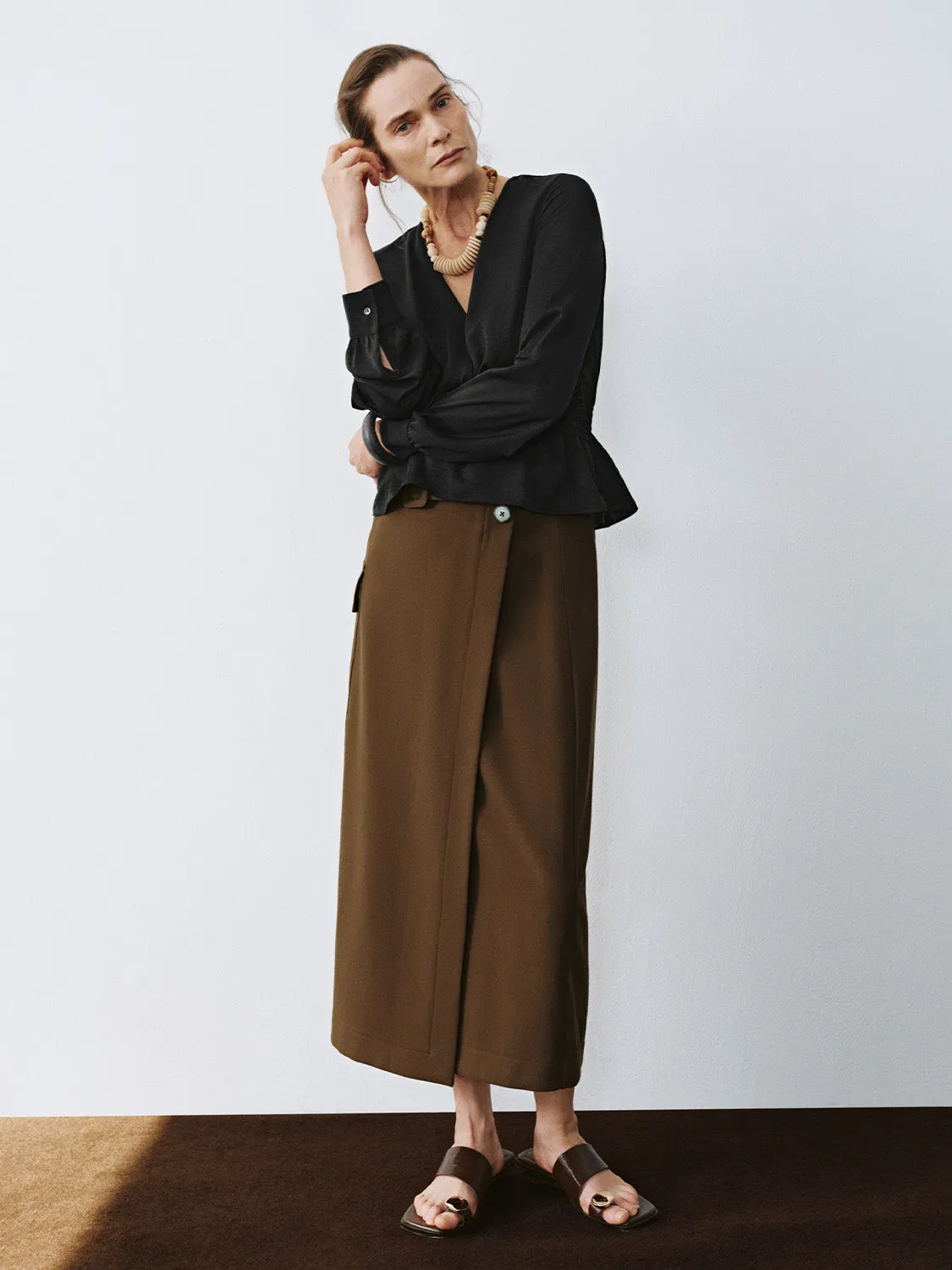 Belt Decor Straight Skirts
