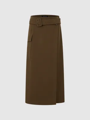 Belt Decor Straight Skirts
