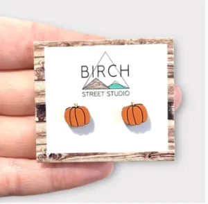 Birch Street - Pumpkin Earrings | Wooden Earrings | Fall Autumn | Halloween | Nature | Gifts For Her