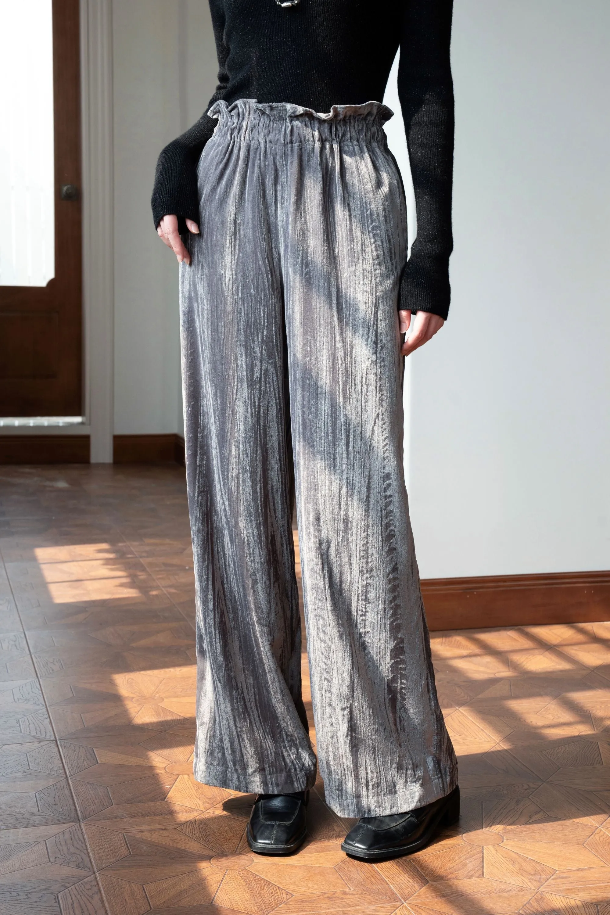Blossom Velvet Wide Leg Pants