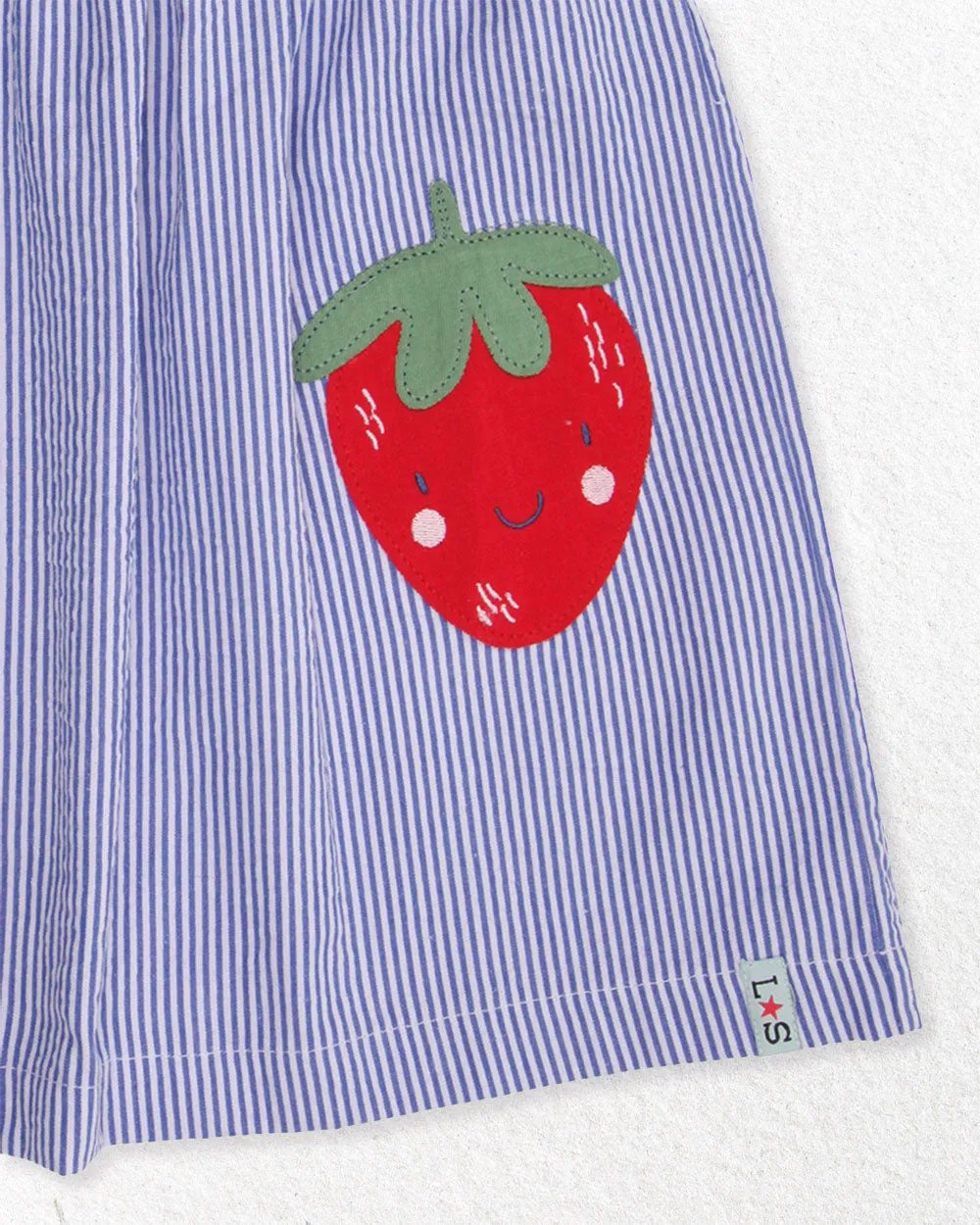 Blue Strawberry Applique Dress