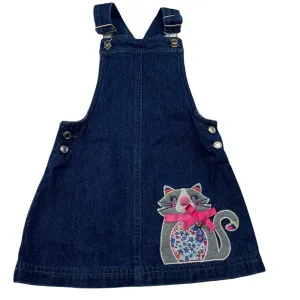 BOPSTER & MIMI embroidered denim overalls dress / pinafore, size 4, Pre-loved
