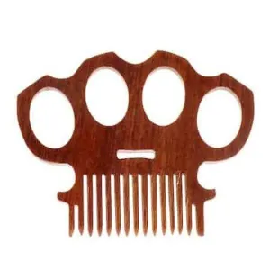 Brass Knuckles Wooden Beard Comb