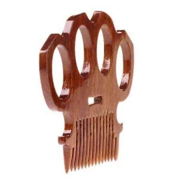 Brass Knuckles Wooden Beard Comb