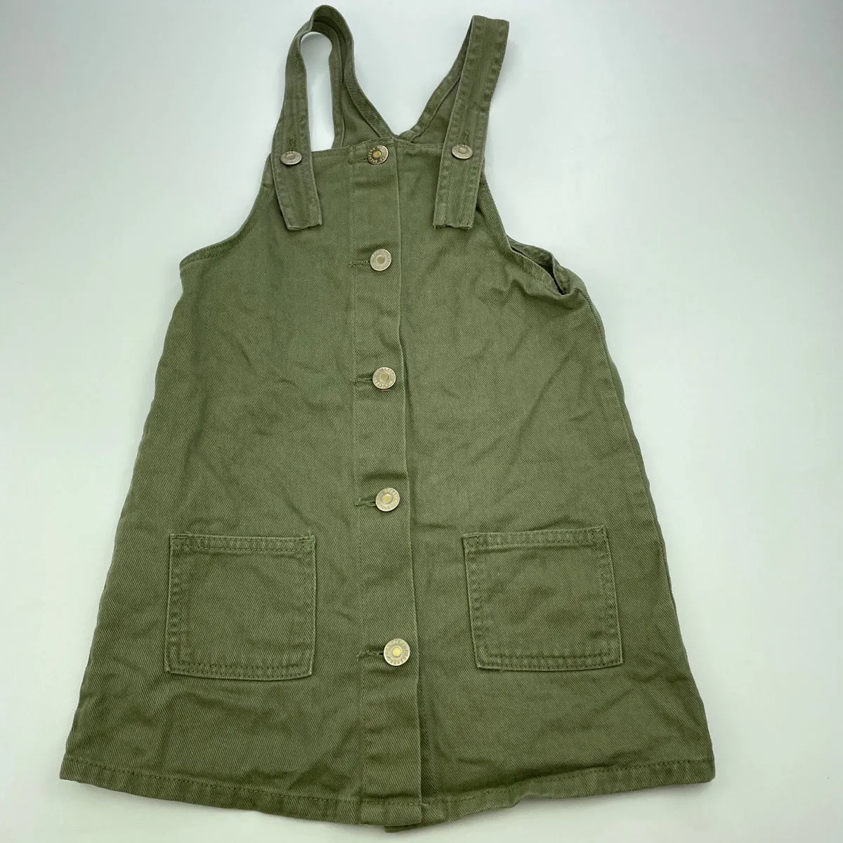 Breakers khaki cotton overalls dress / pinafore, size 6, Pre-loved