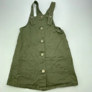Breakers khaki cotton overalls dress / pinafore, size 6, Pre-loved