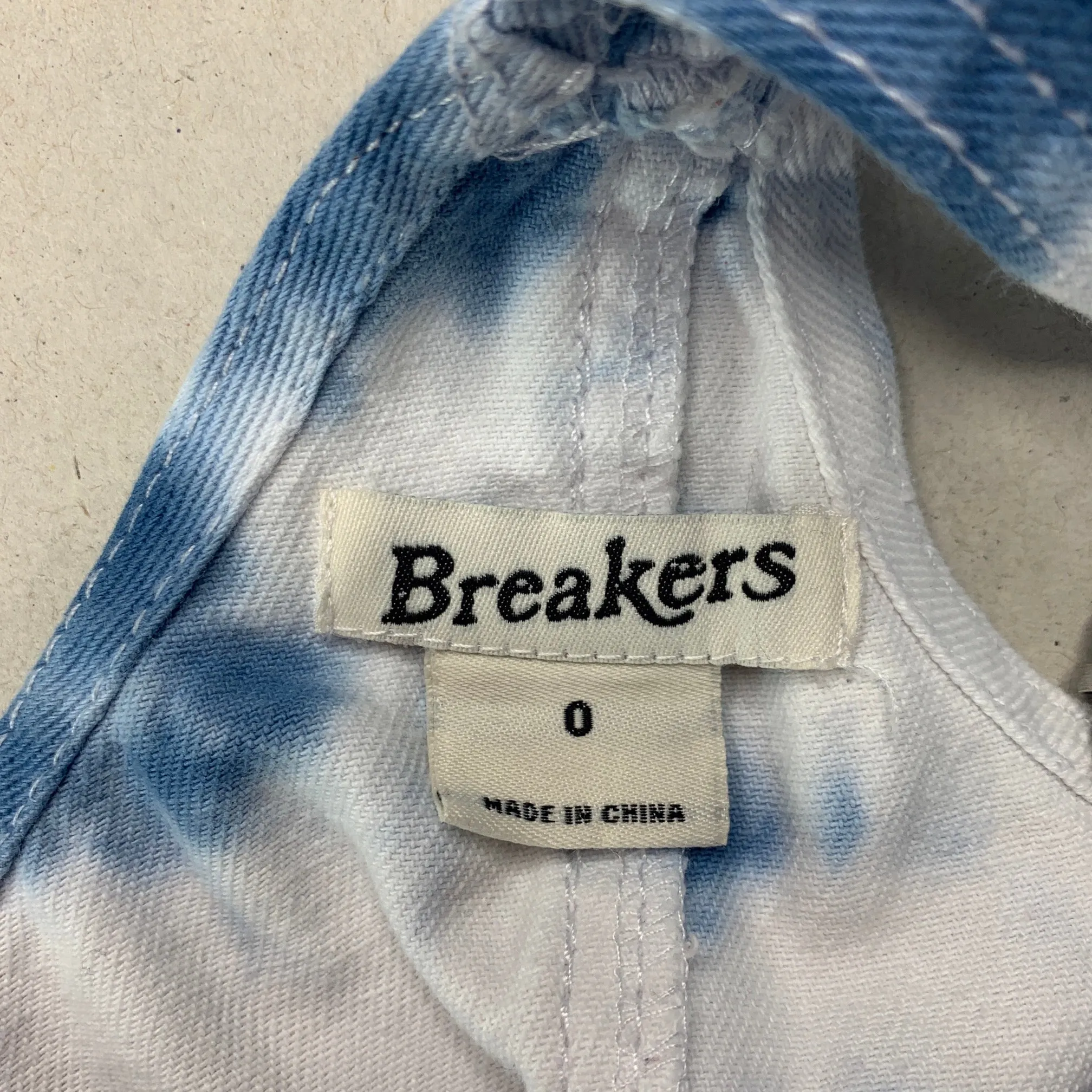 Breakers tie dyed denim overalls dress / pinafore, size 0, Pre-loved