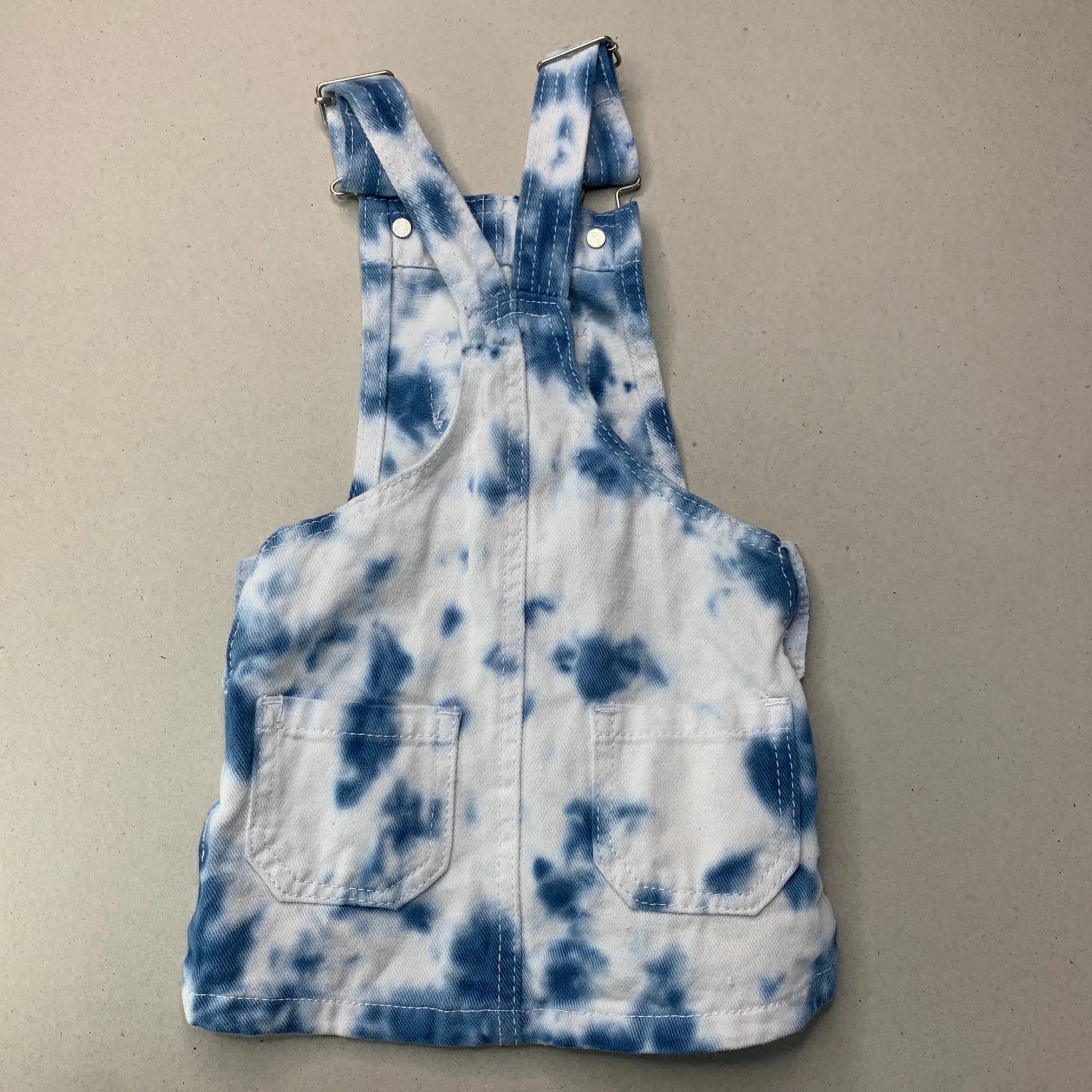 Breakers tie dyed denim overalls dress / pinafore, size 0, Pre-loved