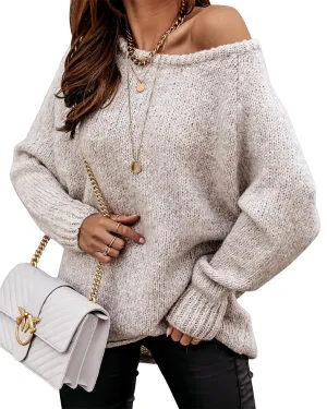 BTFBM Women Casual Long Sleeve Fall Sweaters Crew Neck Soft Ribbed Knitted Oversized Pullover Loose Fit Jumper
