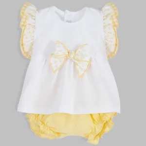 Calamaro Baby Girl 2-Piece Outfit – Lemon Ruffle Top & Jam Pants
