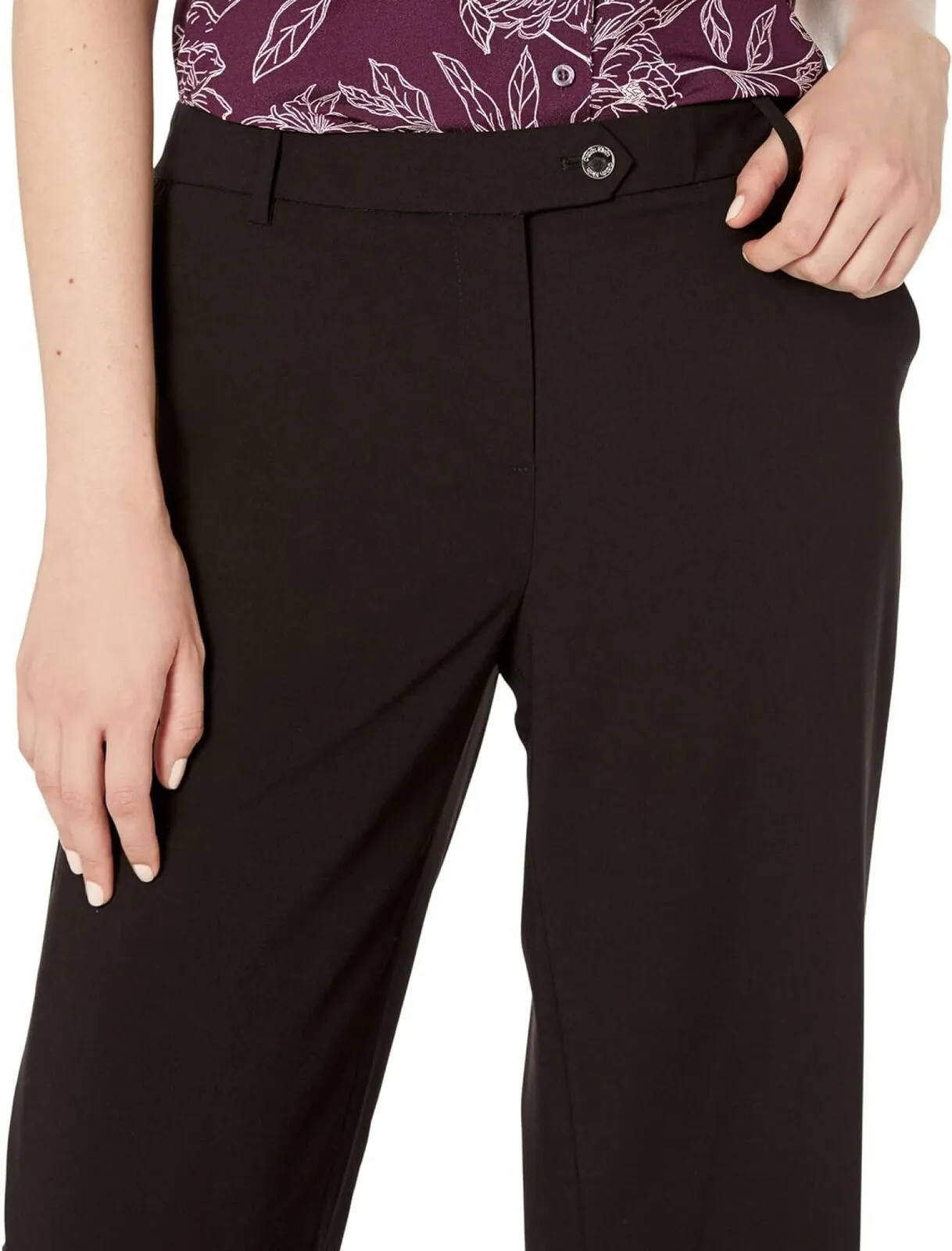 Calvin Klein Womens Straight Pants with Tab Waist M2GK7260 Black 4