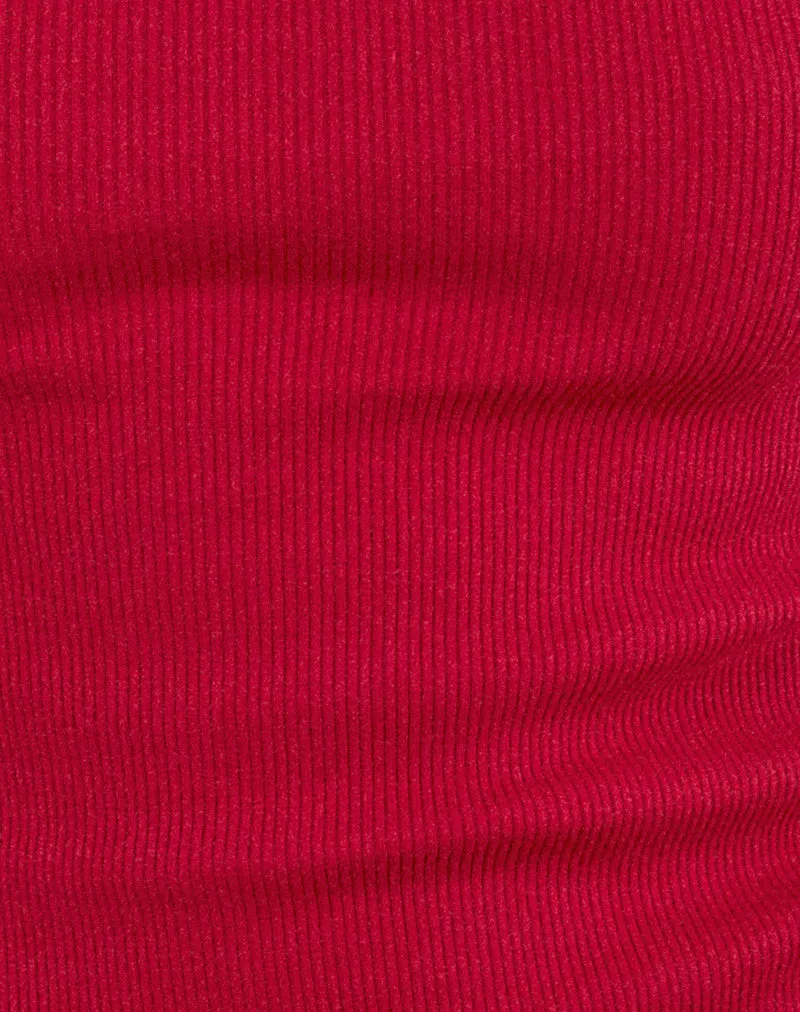 Cariter Racer Vest Top in Ribbed Adrenaline Red