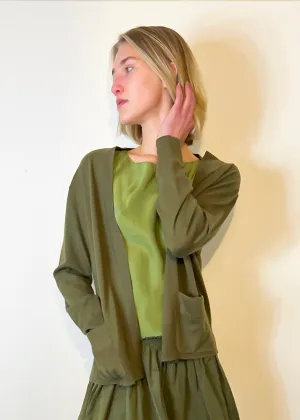 Cashmere Double Pocket Cardigan - Khaki