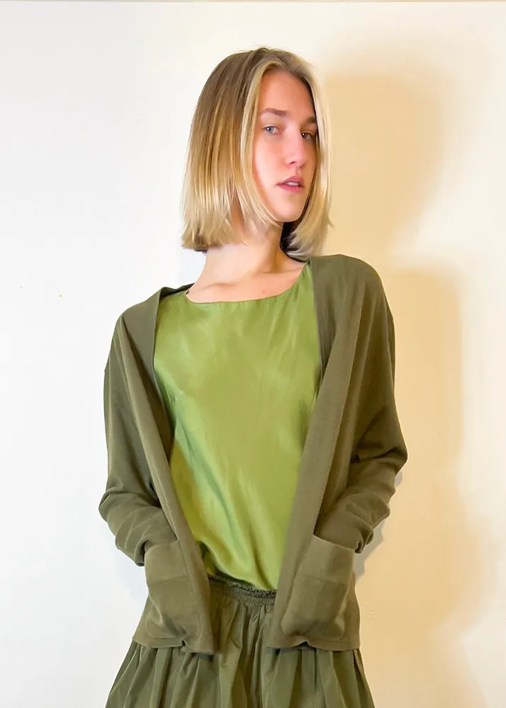 Cashmere Double Pocket Cardigan - Khaki