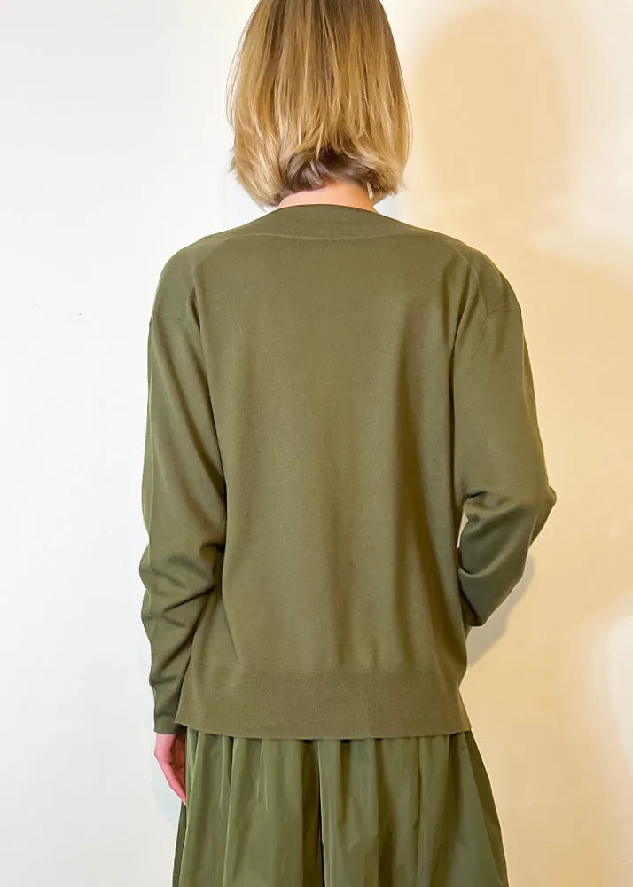 Cashmere Double Pocket Cardigan - Khaki