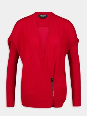 Cashmere Wrap Red Cardigan