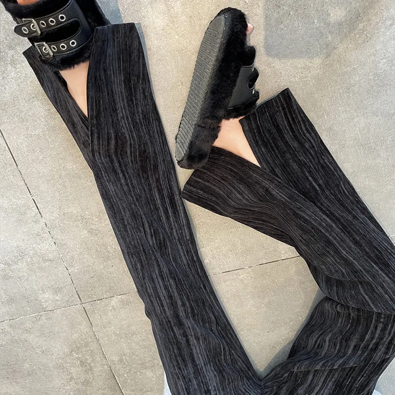 Casual Elastic-Waisted Split Hem Chinos