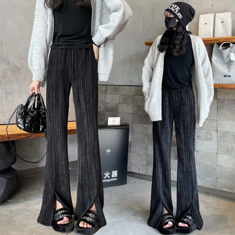 Casual Elastic-Waisted Split Hem Chinos