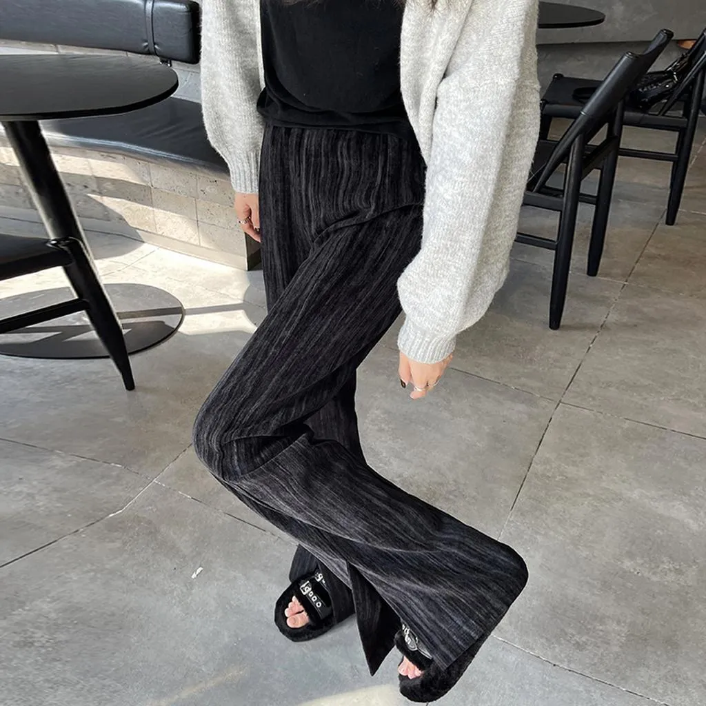 Casual Elastic-Waisted Split Hem Chinos