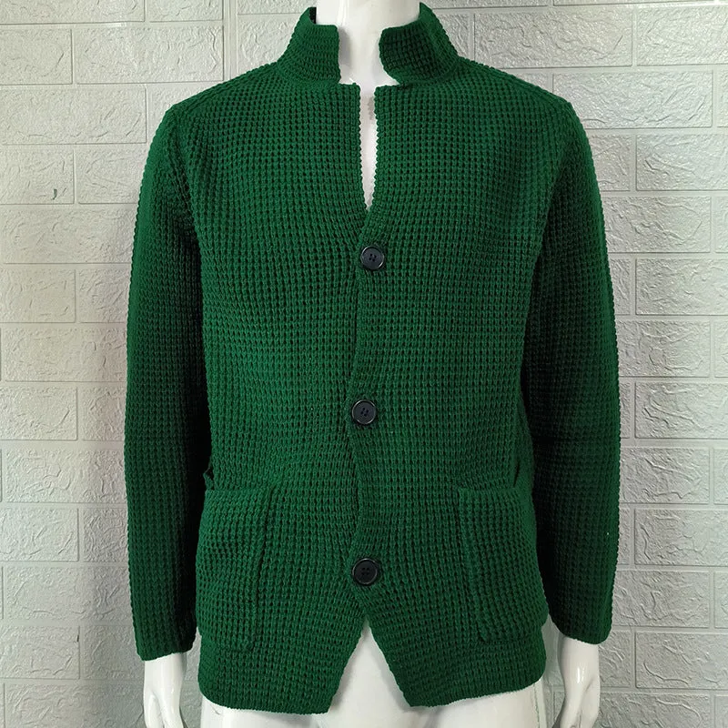 Casual Stand Collar Plus Sizes Knitted Cardigan Sweaters for Men