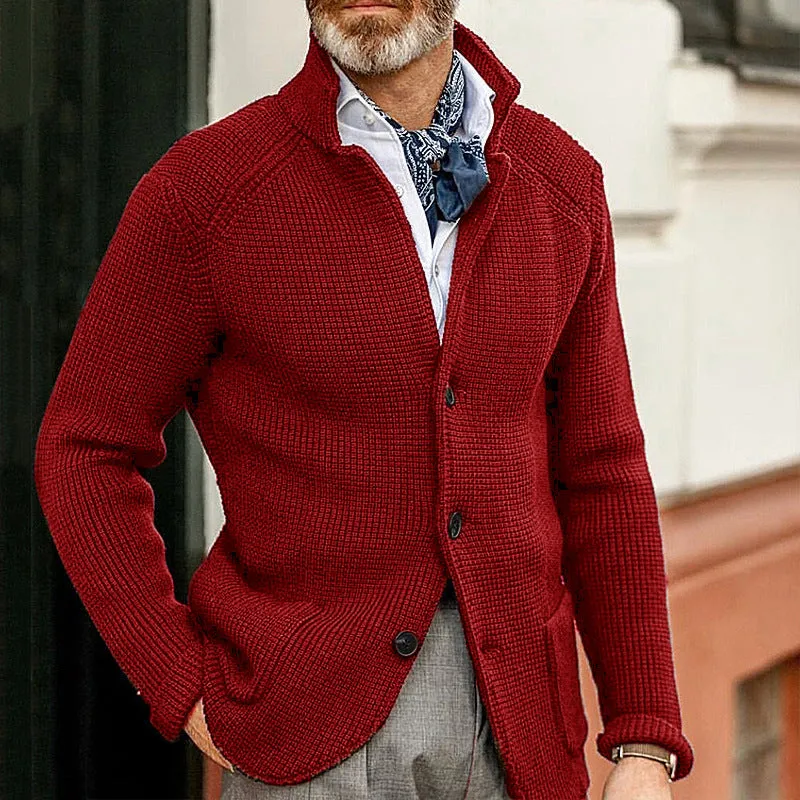 Casual Stand Collar Plus Sizes Knitted Cardigan Sweaters for Men