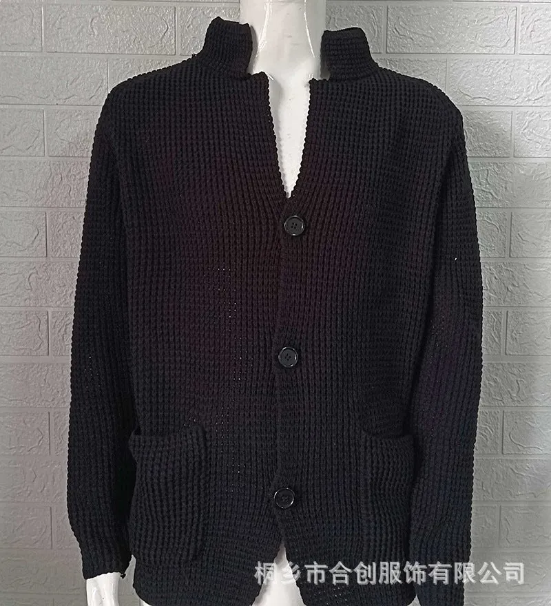 Casual Stand Collar Plus Sizes Knitted Cardigan Sweaters for Men