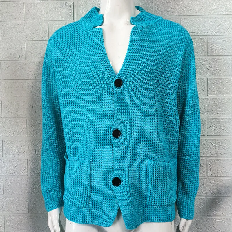 Casual Stand Collar Plus Sizes Knitted Cardigan Sweaters for Men