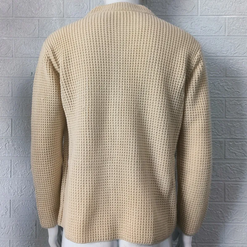 Casual Stand Collar Plus Sizes Knitted Cardigan Sweaters for Men
