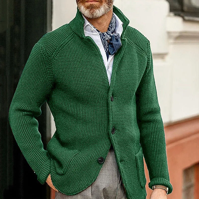 Casual Stand Collar Plus Sizes Knitted Cardigan Sweaters for Men