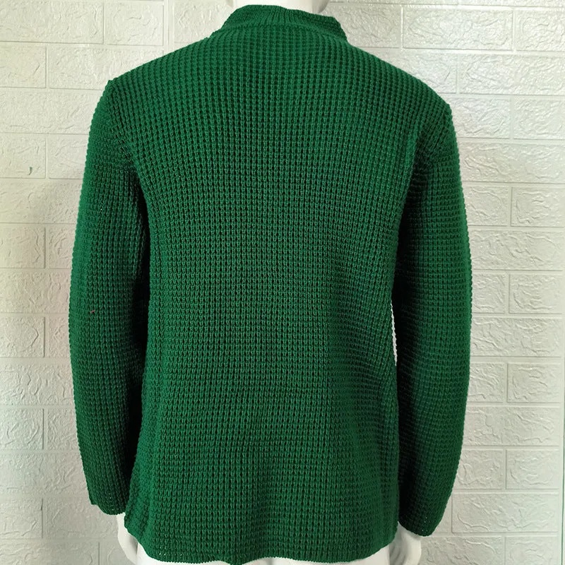 Casual Stand Collar Plus Sizes Knitted Cardigan Sweaters for Men