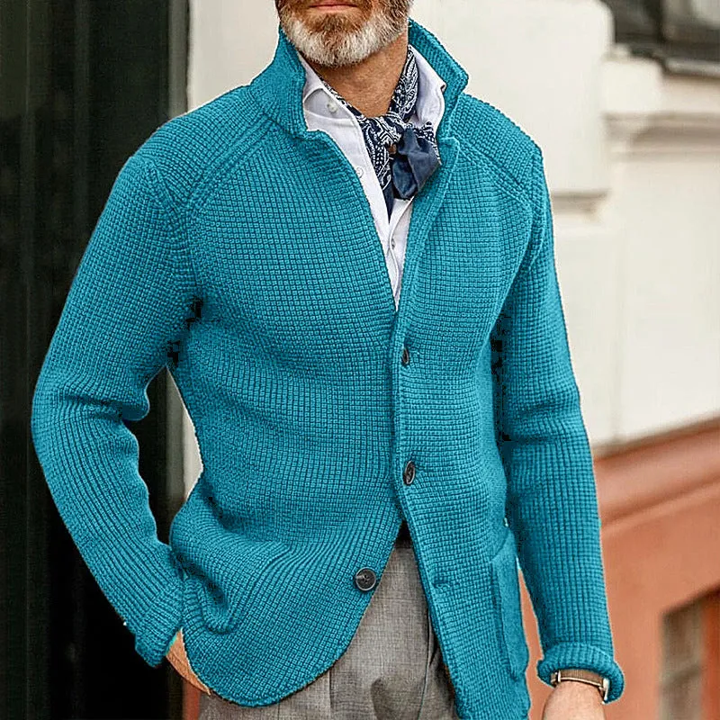 Casual Stand Collar Plus Sizes Knitted Cardigan Sweaters for Men