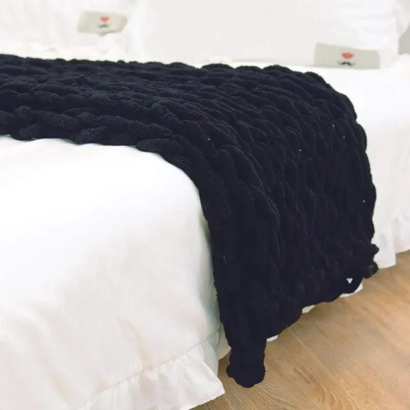 Chenille Chunky Knitted Blanket – Cozy, Handmade, and Stylish