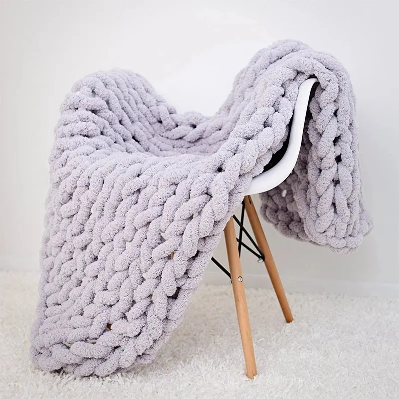 Chenille Chunky Knitted Blanket – Cozy, Handmade, and Stylish