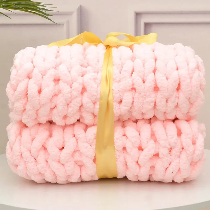 Chenille Chunky Knitted Blanket – Cozy, Handmade, and Stylish
