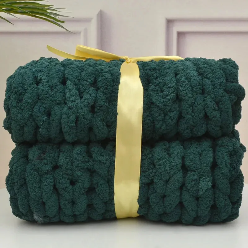 Chenille Chunky Knitted Blanket – Cozy, Handmade, and Stylish