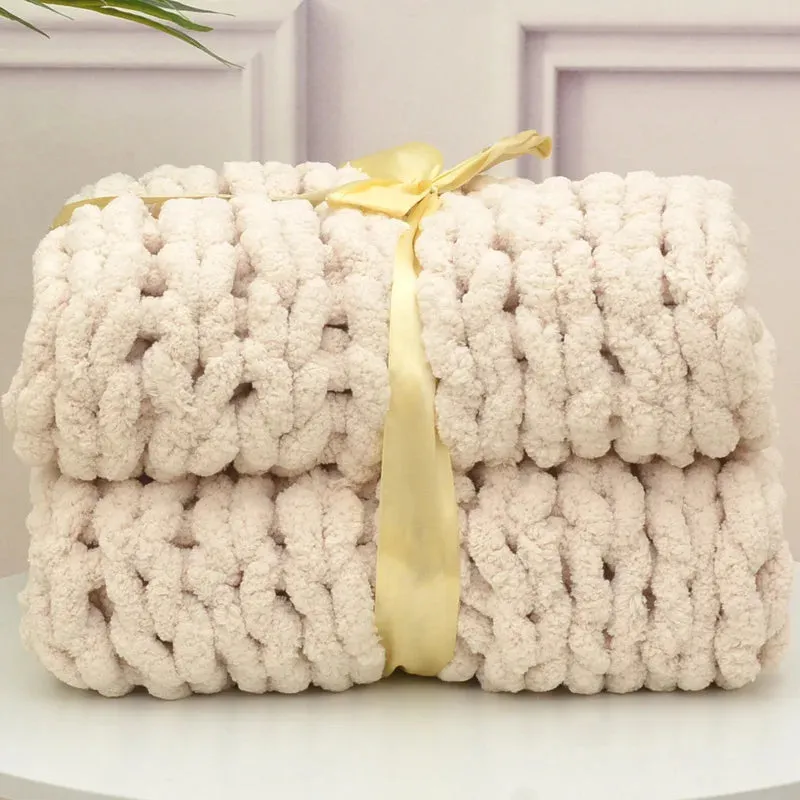 Chenille Chunky Knitted Blanket – Cozy, Handmade, and Stylish