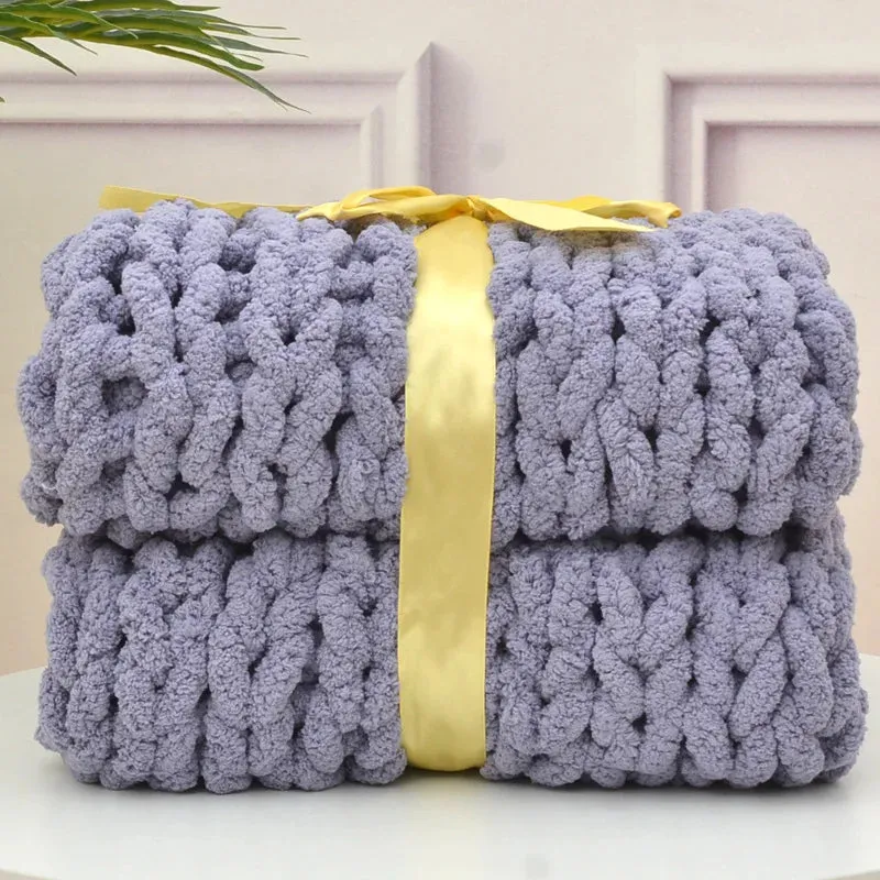 Chenille Chunky Knitted Blanket – Cozy, Handmade, and Stylish