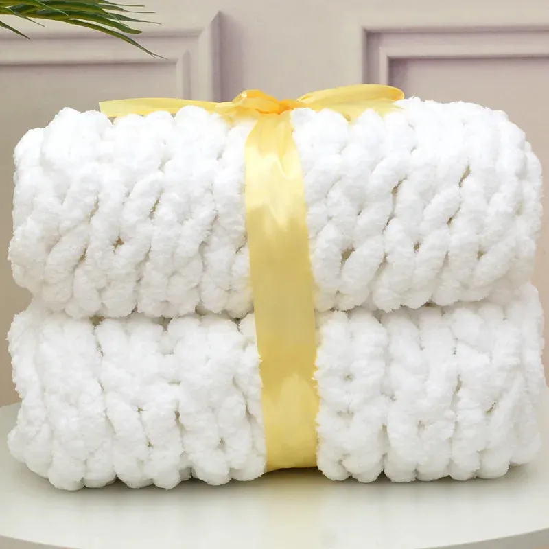 Chenille Chunky Knitted Blanket – Cozy, Handmade, and Stylish