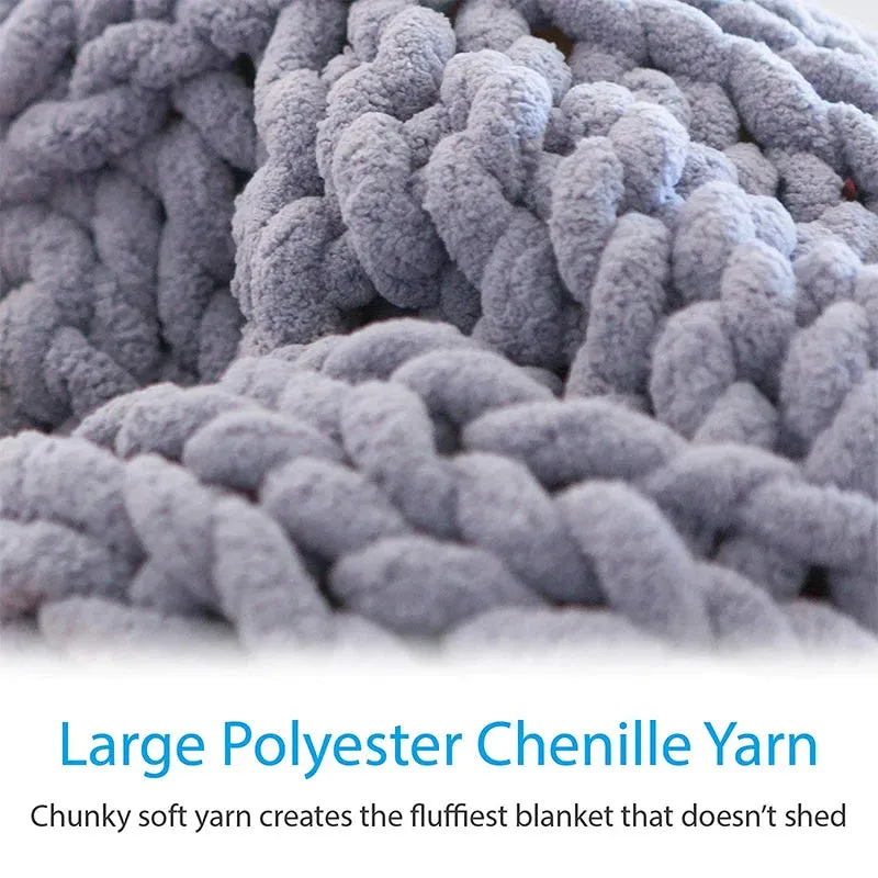Chenille Chunky Knitted Blanket – Cozy, Handmade, and Stylish