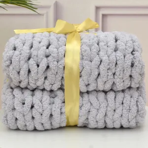 Chenille Chunky Knitted Blanket – Cozy, Handmade, and Stylish