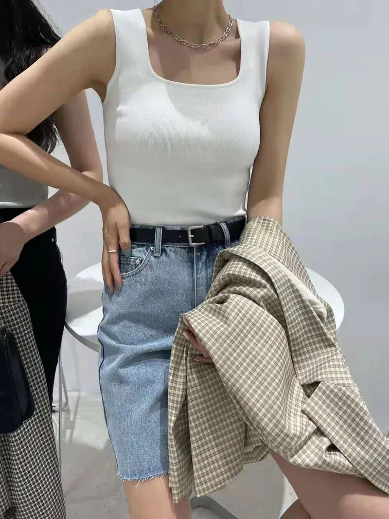 chic basic U-NECK Basic Tops