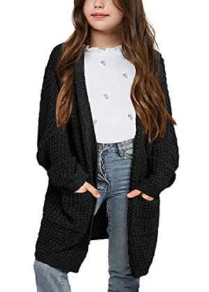 Chunky Knit Batwing Cardigan for Girls (SySea)