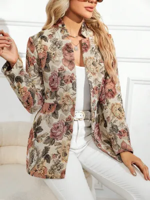 Clasi Red Plaid Lapel Neck Women Jacket, Suitable For Autumn/Winter,Christmas Clothes Multicolor