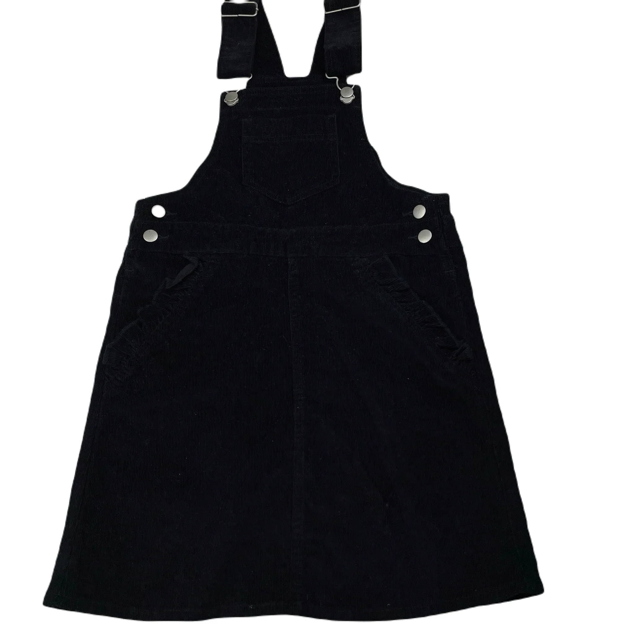 Clothing & Co black stretch corduroy overalls dress / pinafore, size 7, Pre-loved