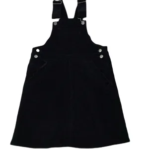 Clothing & Co black stretch corduroy overalls dress / pinafore, size 7, Pre-loved