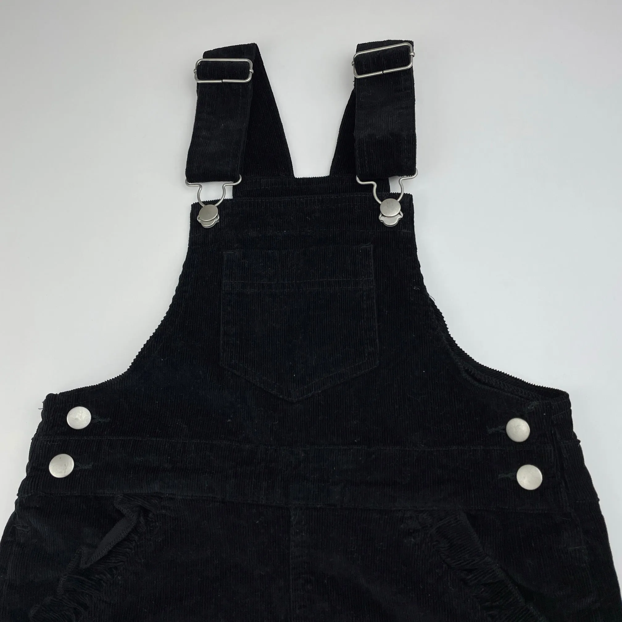 Clothing & Co black stretch corduroy overalls dress / pinafore, size 7, Pre-loved