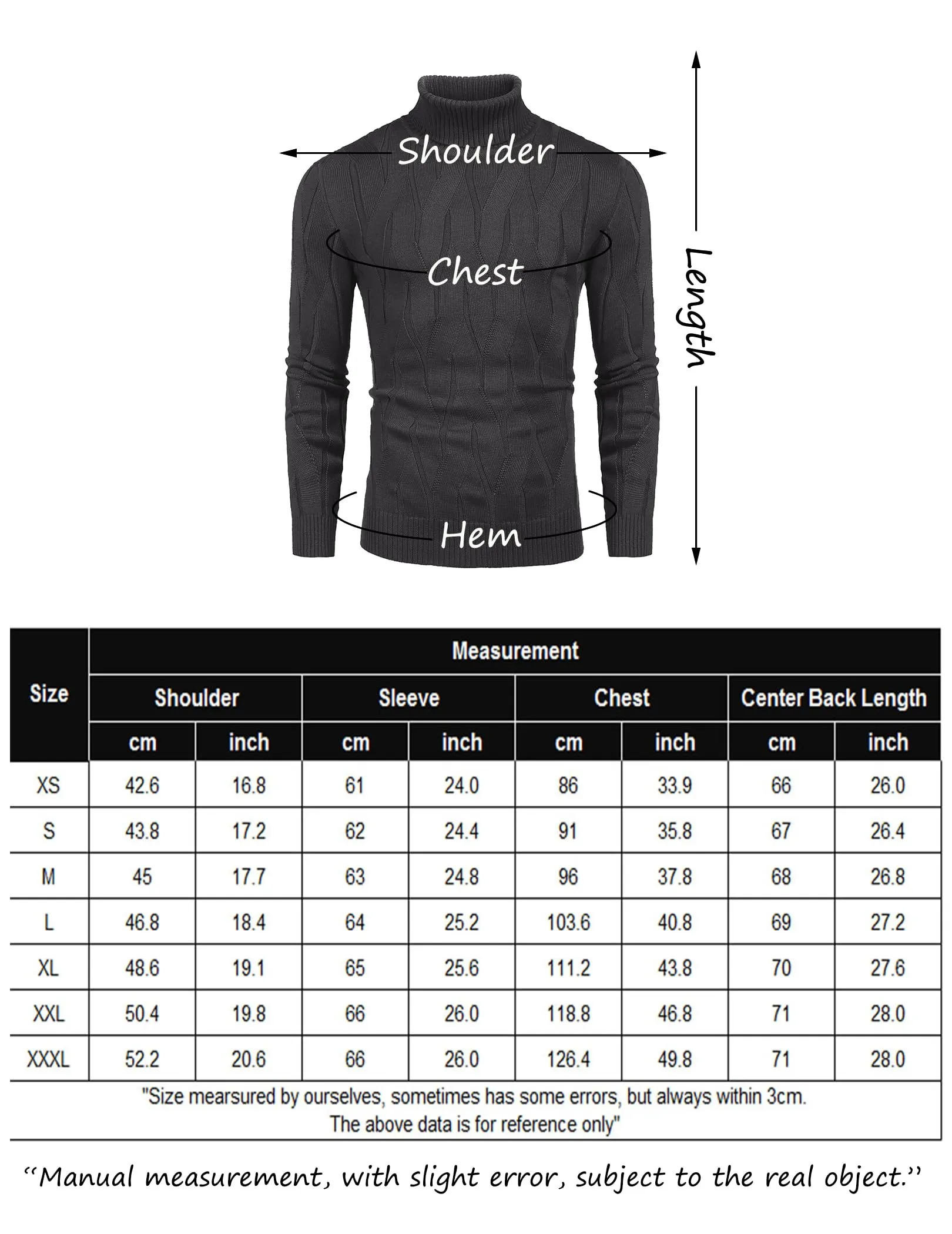 COOFANDY Men's Slim Fit Turtleneck Sweater Long Sleeve Casual Knitted Pullover Sweaters