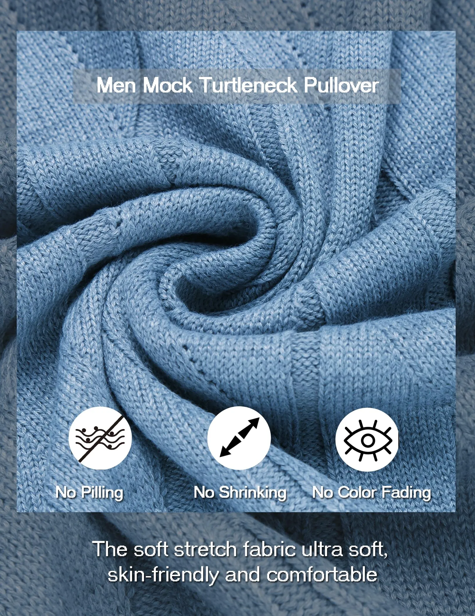 COOFANDY Men's Slim Fit Turtleneck Sweater Long Sleeve Casual Knitted Pullover Sweaters
