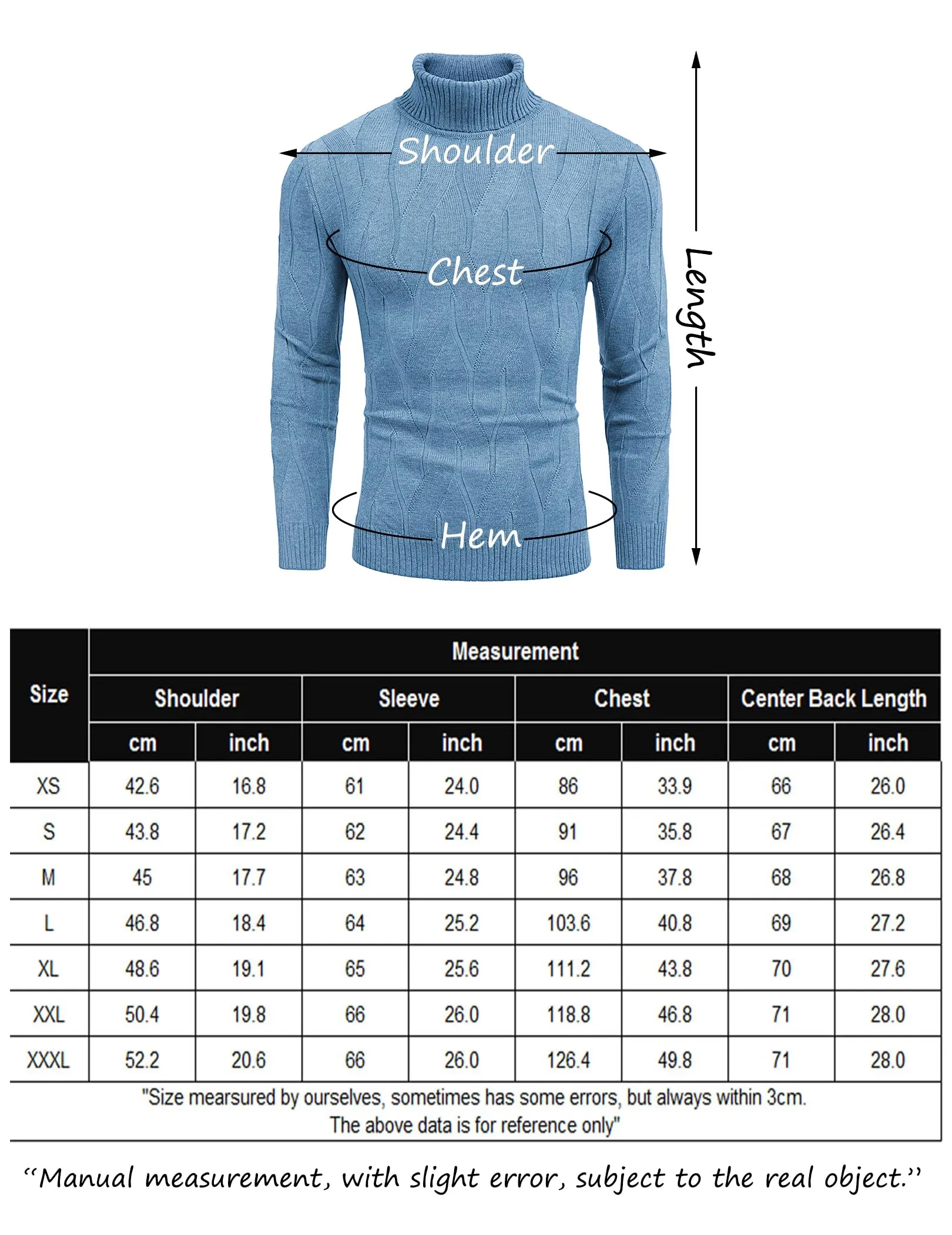 COOFANDY Men's Slim Fit Turtleneck Sweater Long Sleeve Casual Knitted Pullover Sweaters
