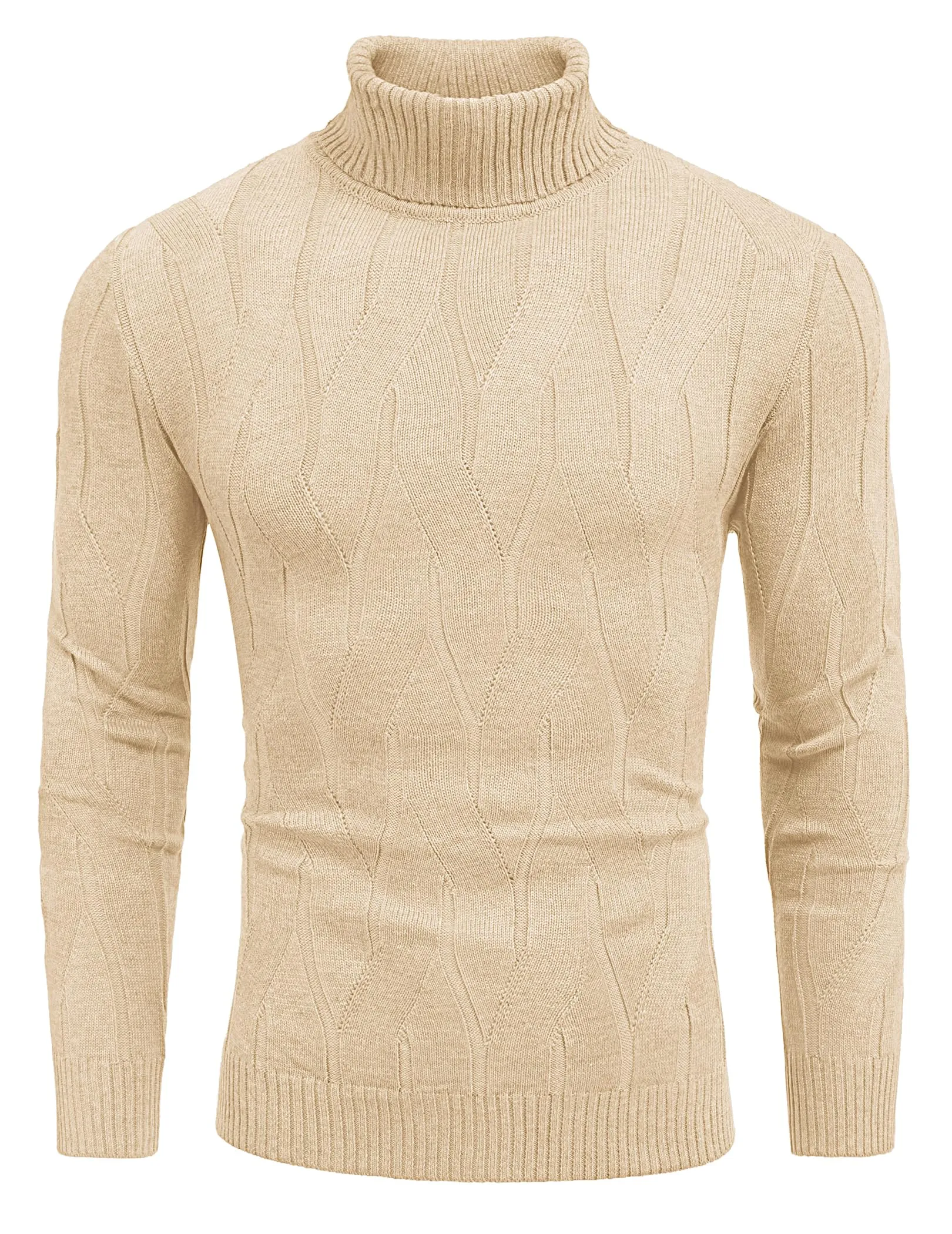 COOFANDY Men's Slim Fit Turtleneck Sweater Long Sleeve Casual Knitted Pullover Sweaters